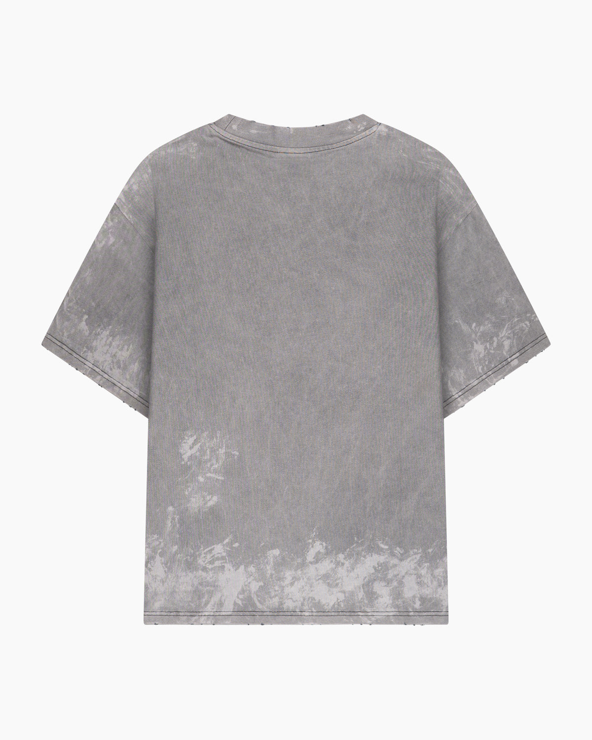 Muaracha Script Tee Grey Washed – back view, clean oversized silhouette, washed grey heavyweight cotton tee