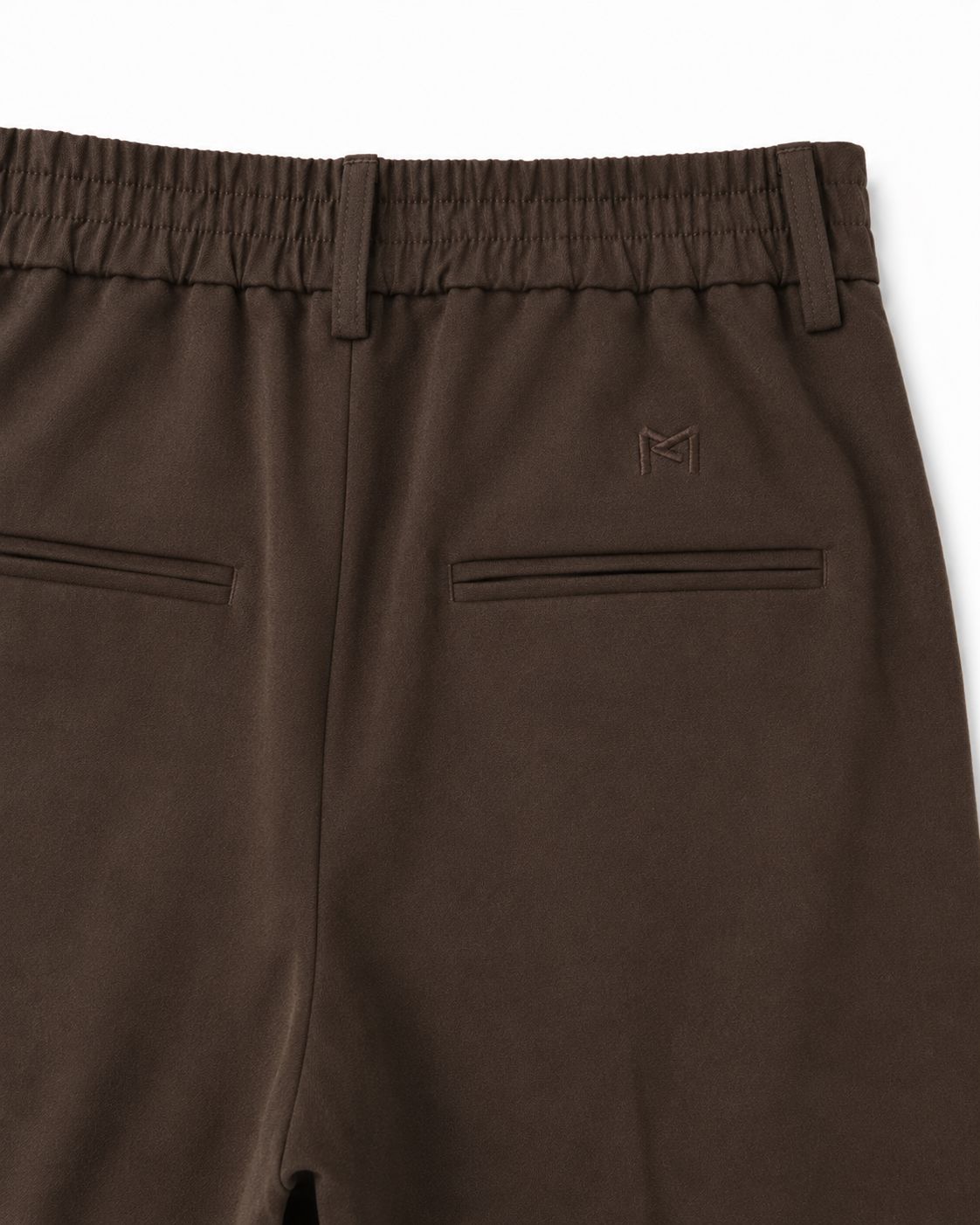 MUARACHA Relaxed Trouser Cacao Brown — flat lay, cacao brown fabric texture