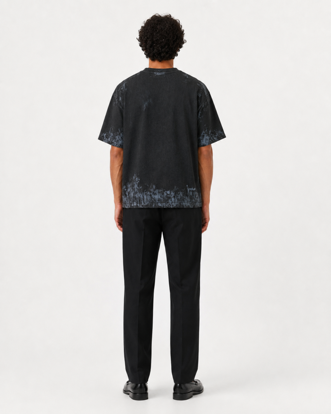 MUARACHA Script Tee Black Stone Washed — back view, clean silhouette